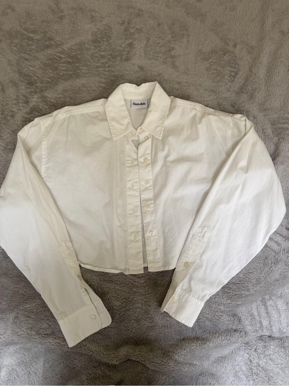 Aritzia Cropped Button-Up Shirt in White